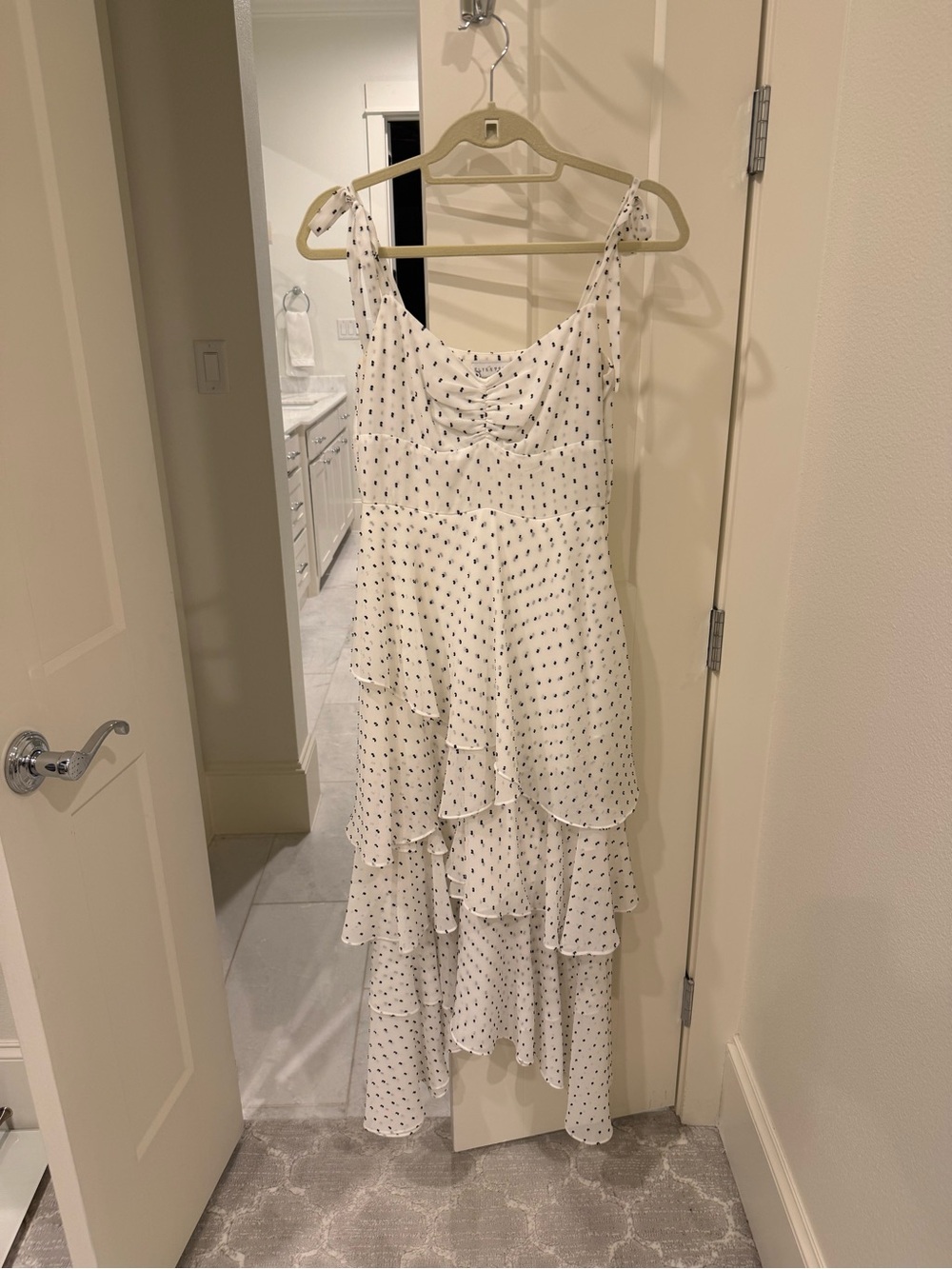 Flynn Skye White Polka Dot High-Low Tiered Sundress
